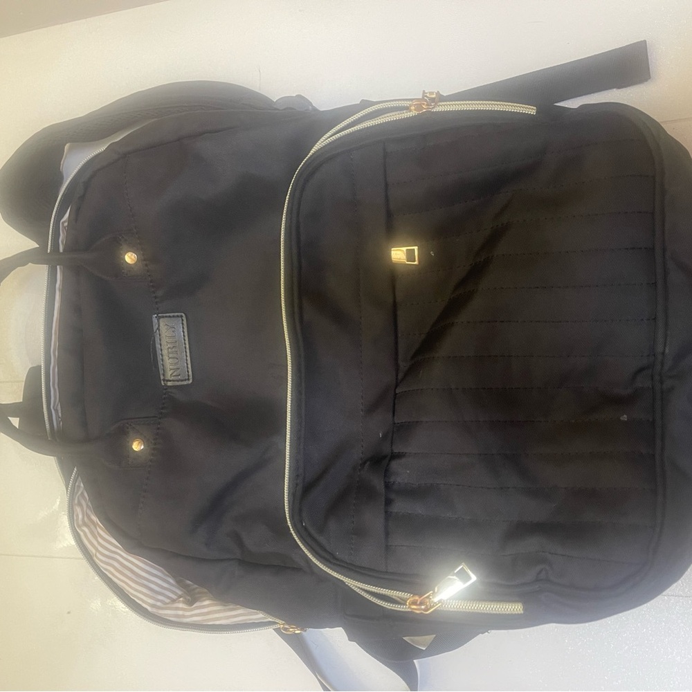 Amazon Black Backpack with Gold Details